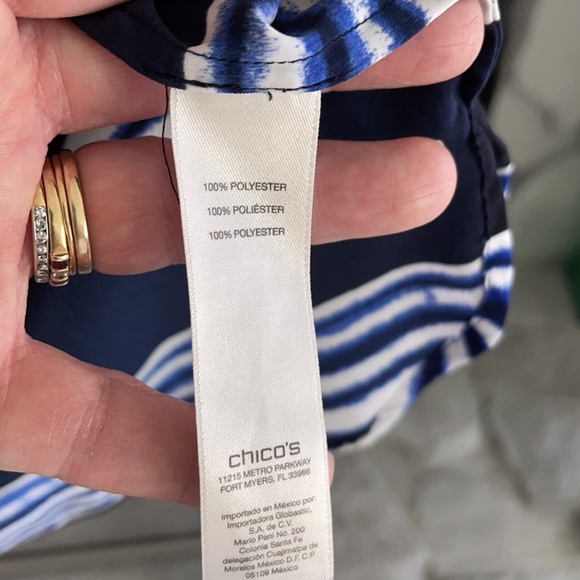 Chico’s Striped Blue and White Tank - Picture 3 of 4